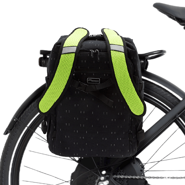 Bedford Backpack Pannier on bike | color:visi-hemp;