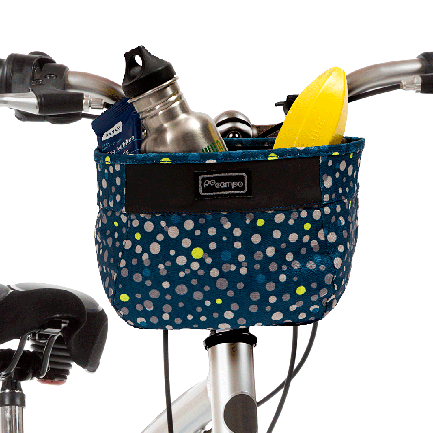 Crescent Bike Basket on bike - Po Campo color:bubbly;