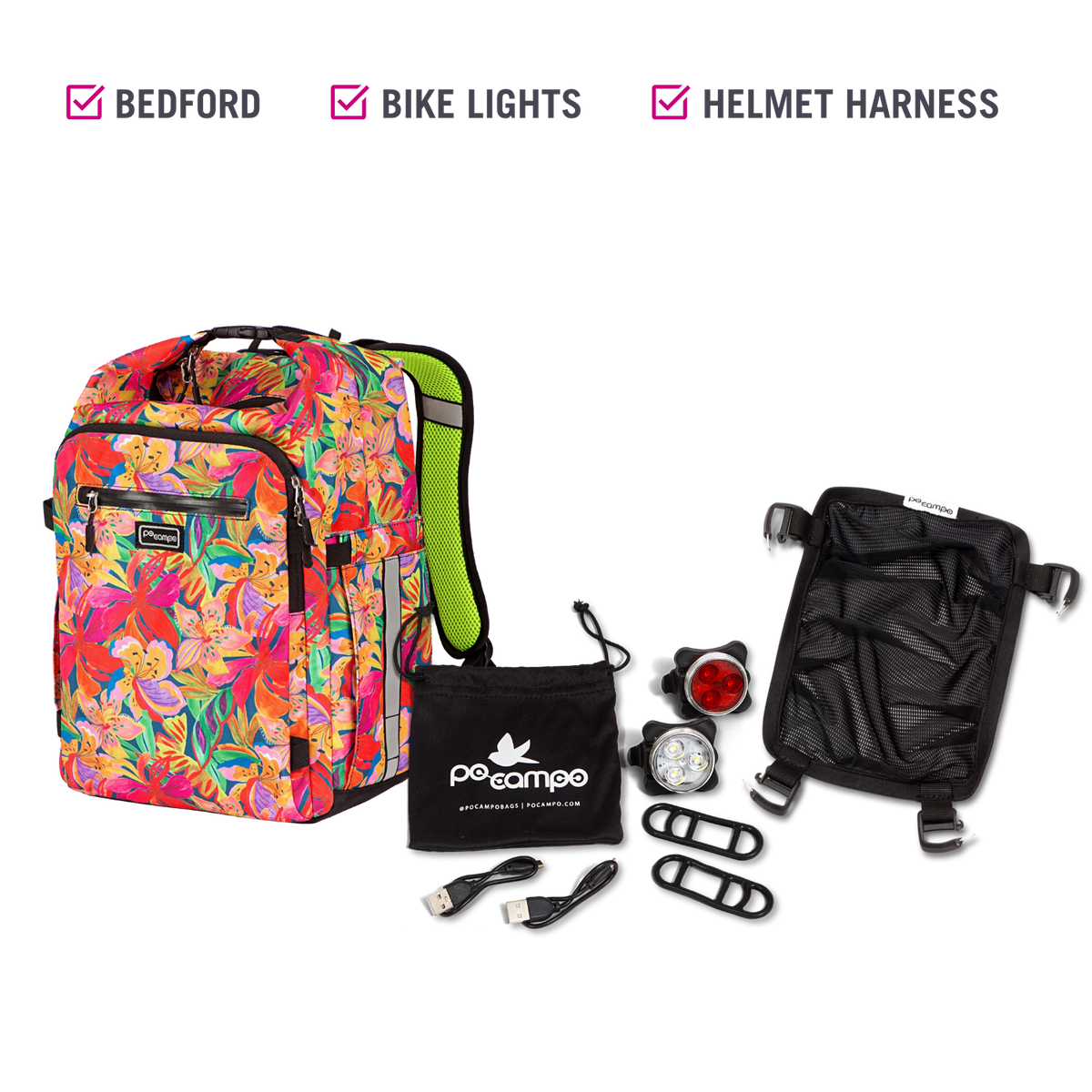 Daily Bike Commuter Kit, Save On Bedford Backpack Pannier, Functional Bike Bundle Tropical Nights
