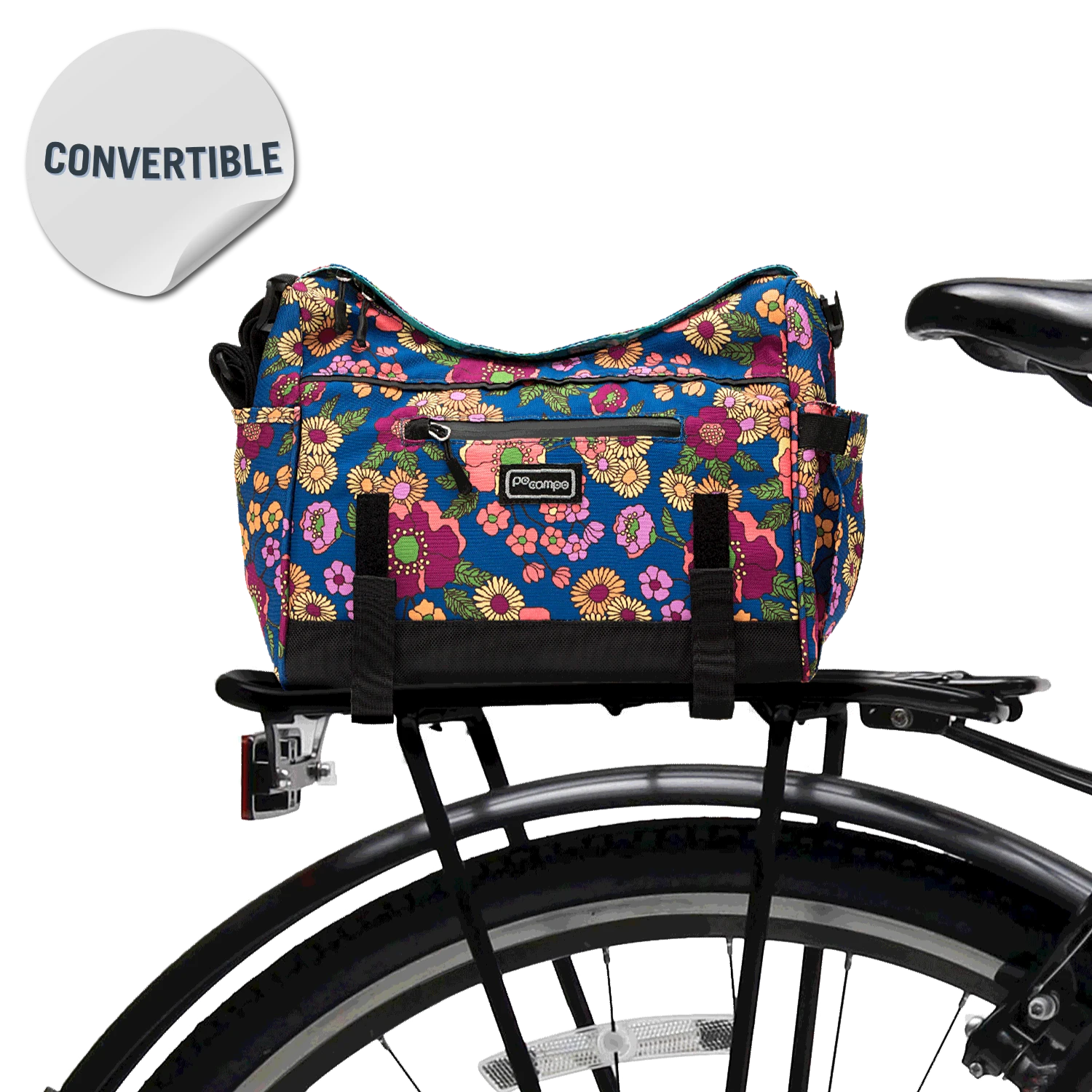 Katy Bike Trunk Bag on bike - Po Campo color:meadow;
