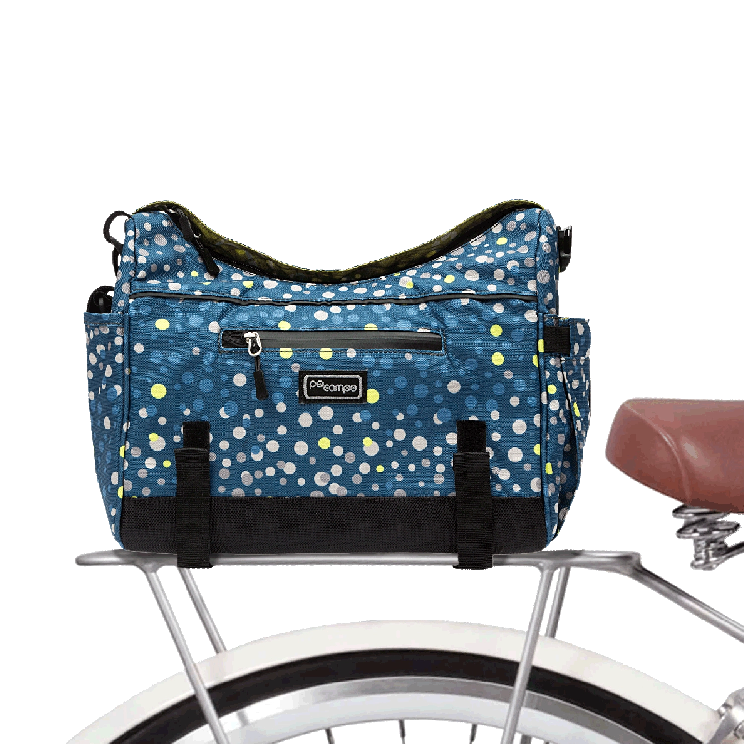 Katy Bike Trunk Bag on bike - Po Campo color:bubbly;