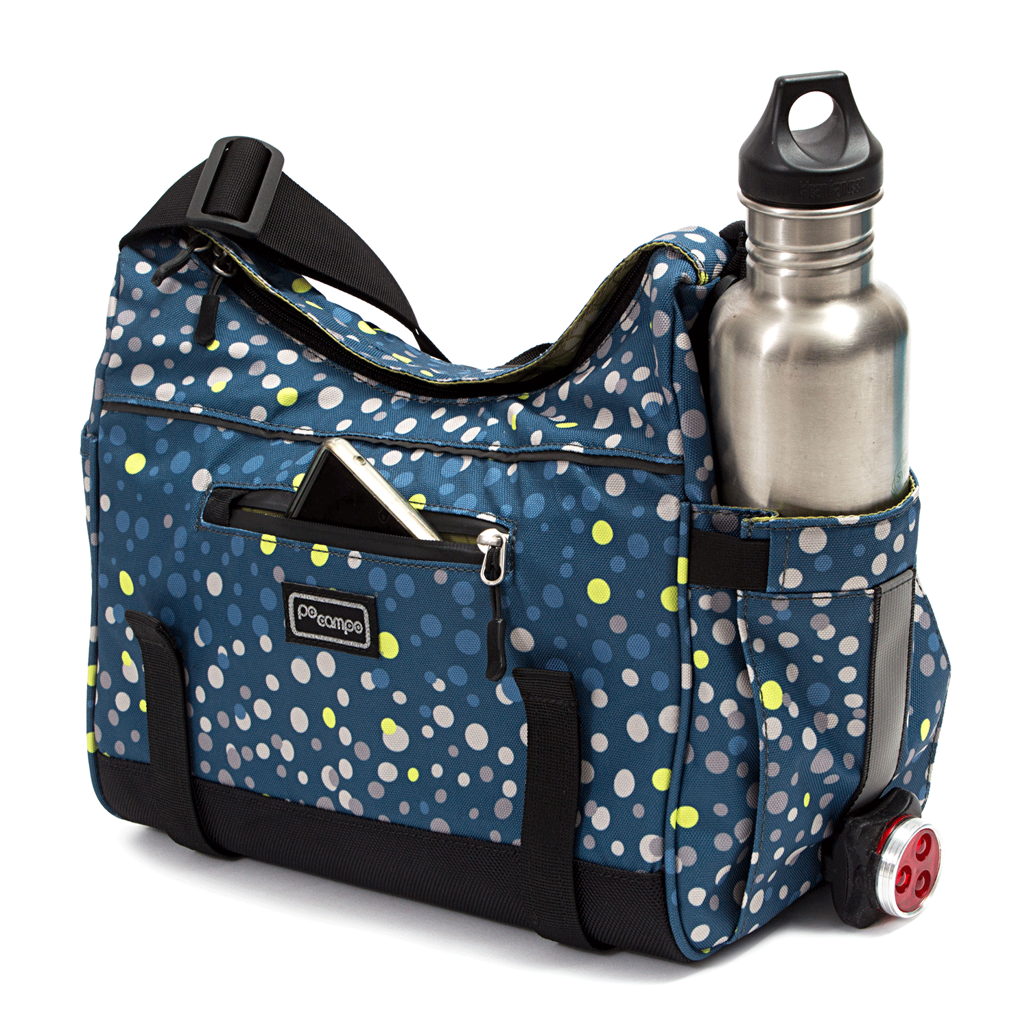 Katy Bike Trunk Bag on front - Po Campo color:bubbly;