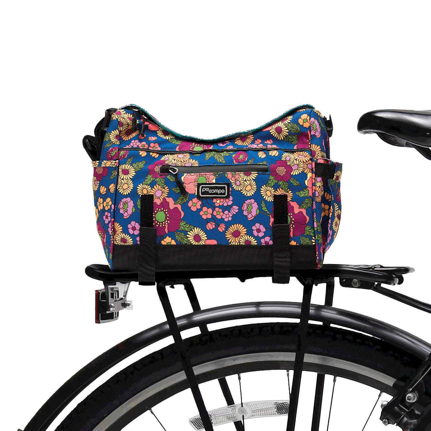Katy Bike Trunk Bag on bike - Po Campo color:meadow;