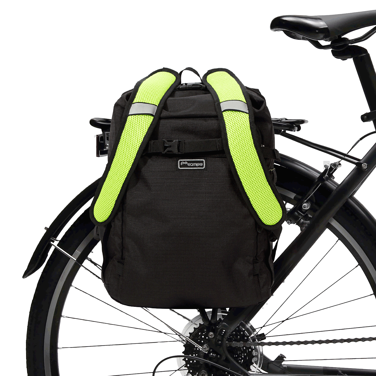 Bedford Backpack Pannier on bike | color:black ripstop;