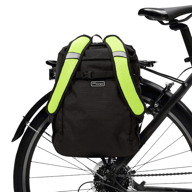 Bedford Backpack Pannier on bike | color:black ripstop;