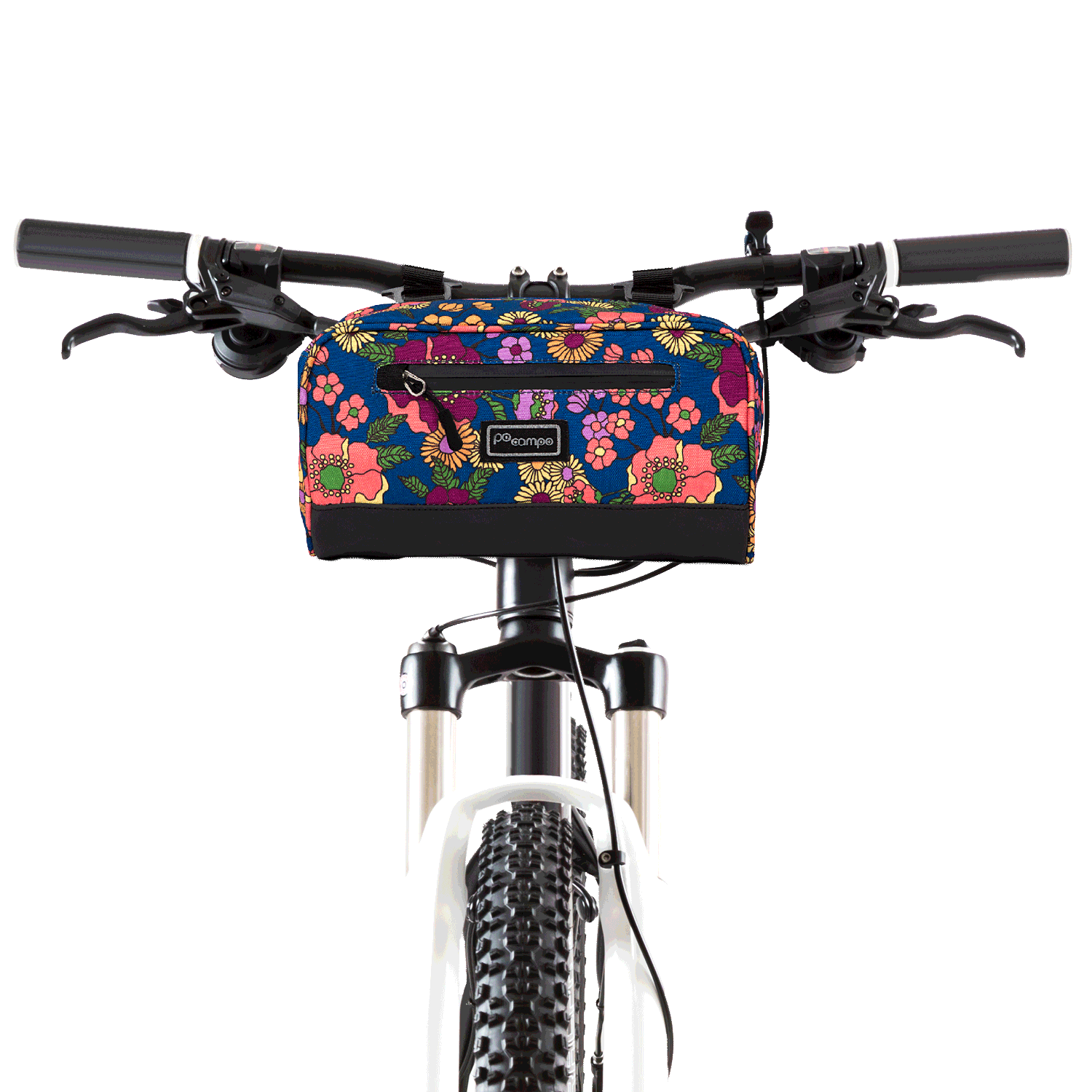 Po Campo Domino Handlebar Bag in Meadow on bike | color:meadow;
