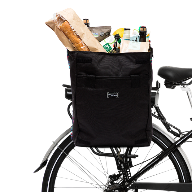 Orchard Grocery Pannier black ripstop on bike - Po Campo color:black ripstop;