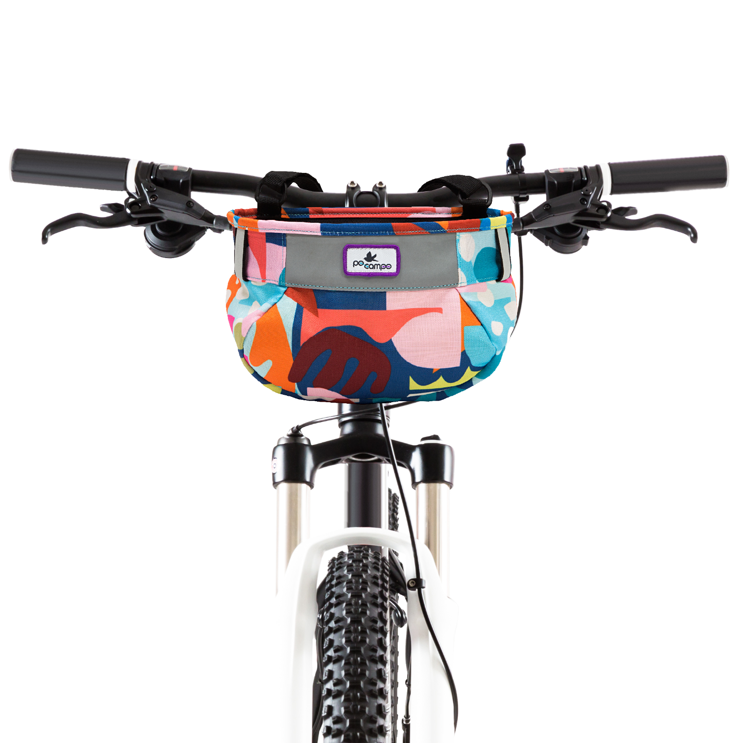 Po Campo Whoosh Fabric Basket in Aquatic on Bike | color:aquatic;