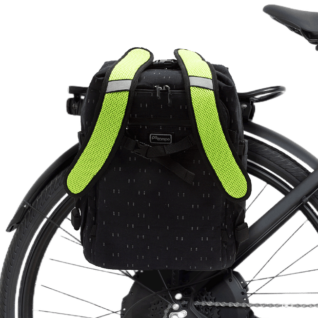 Bedford Backpack Pannier on bike | color:visi-hemp;