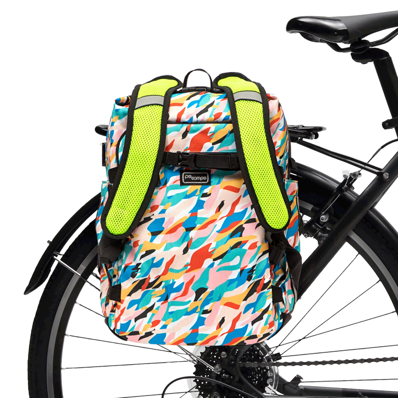 Bedford Backpack Pannier on bike | color:waves;
