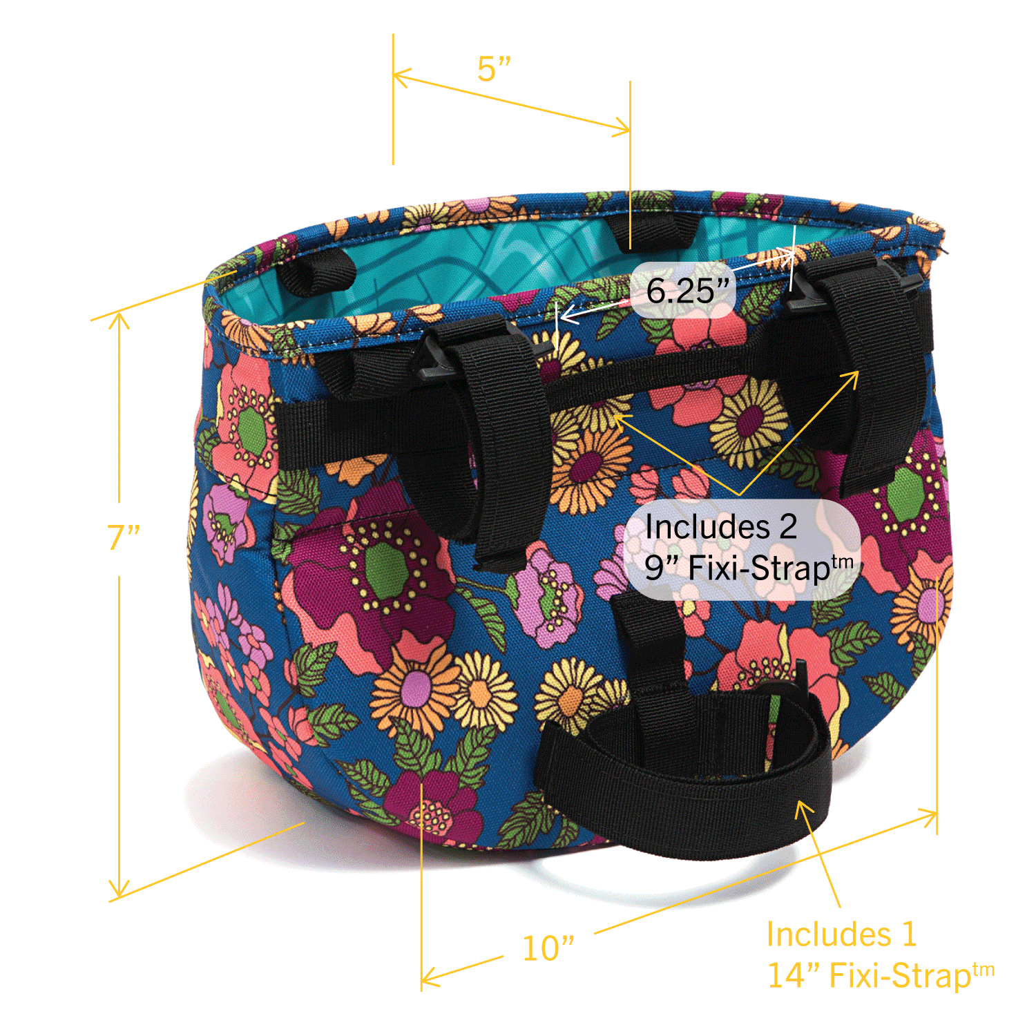 Crescent Bike Basket dimensions - Po Campo color:meadow;