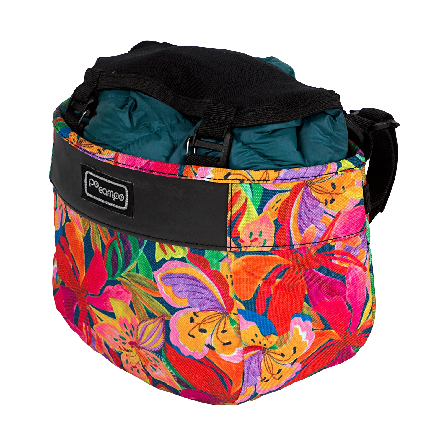Crescent Bike Basket on bike - Po Campo color:tropical nights;