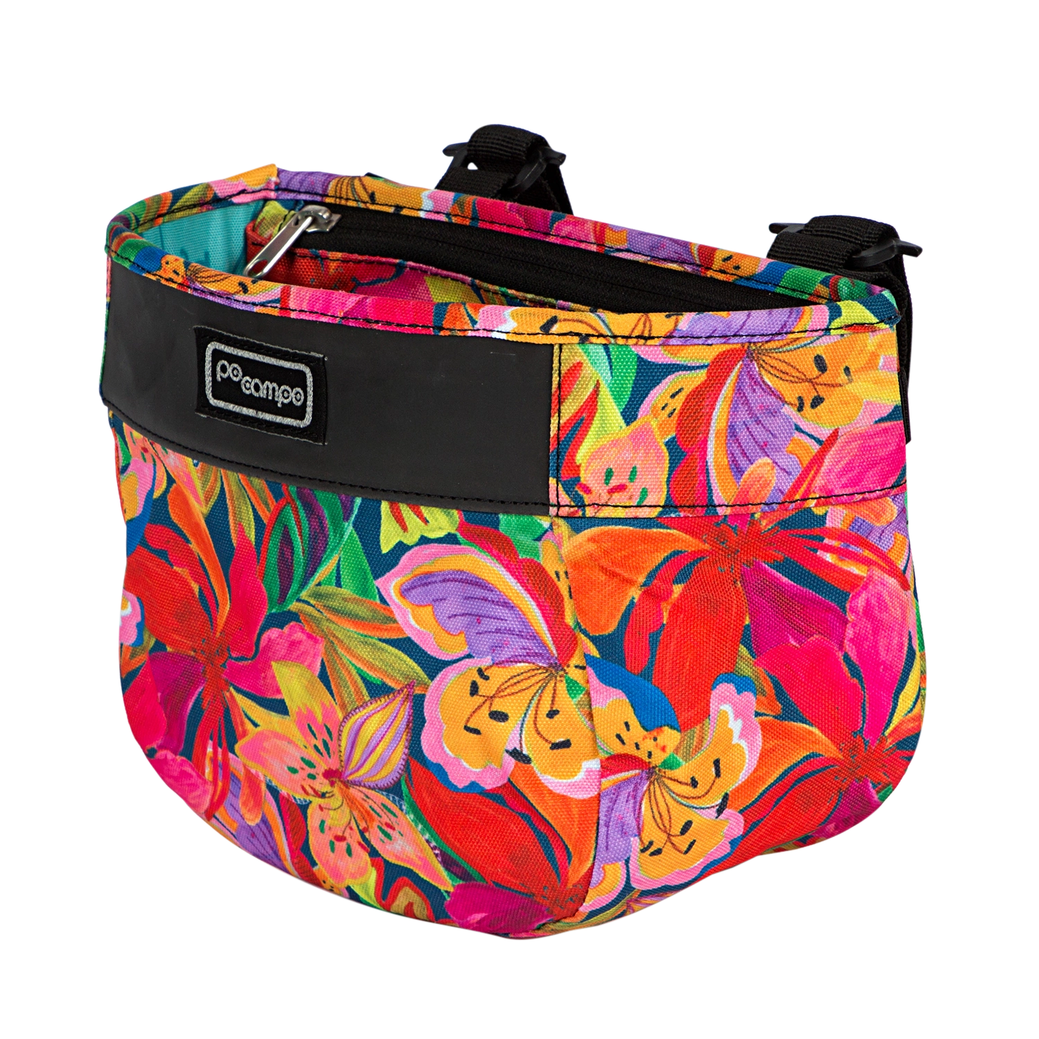 Crescent Bike Basket on bike - Po Campo color:tropical nights;