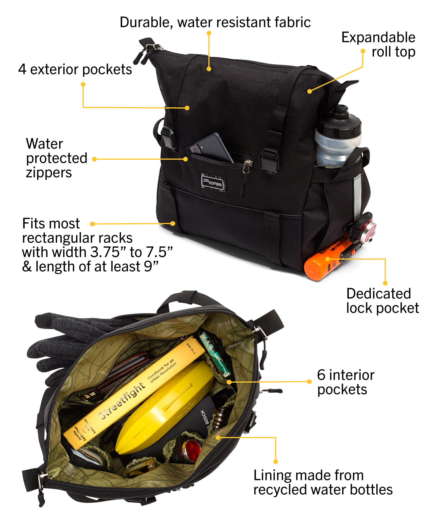 Vernon Bike Trunk Bag - Po Campo color:black;
