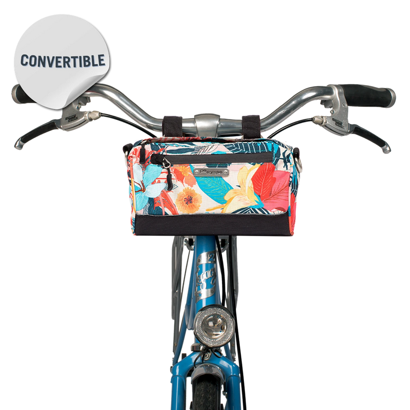 Kinga Handlebar Bag in Flora on handlebars | Po Campo color:flora;