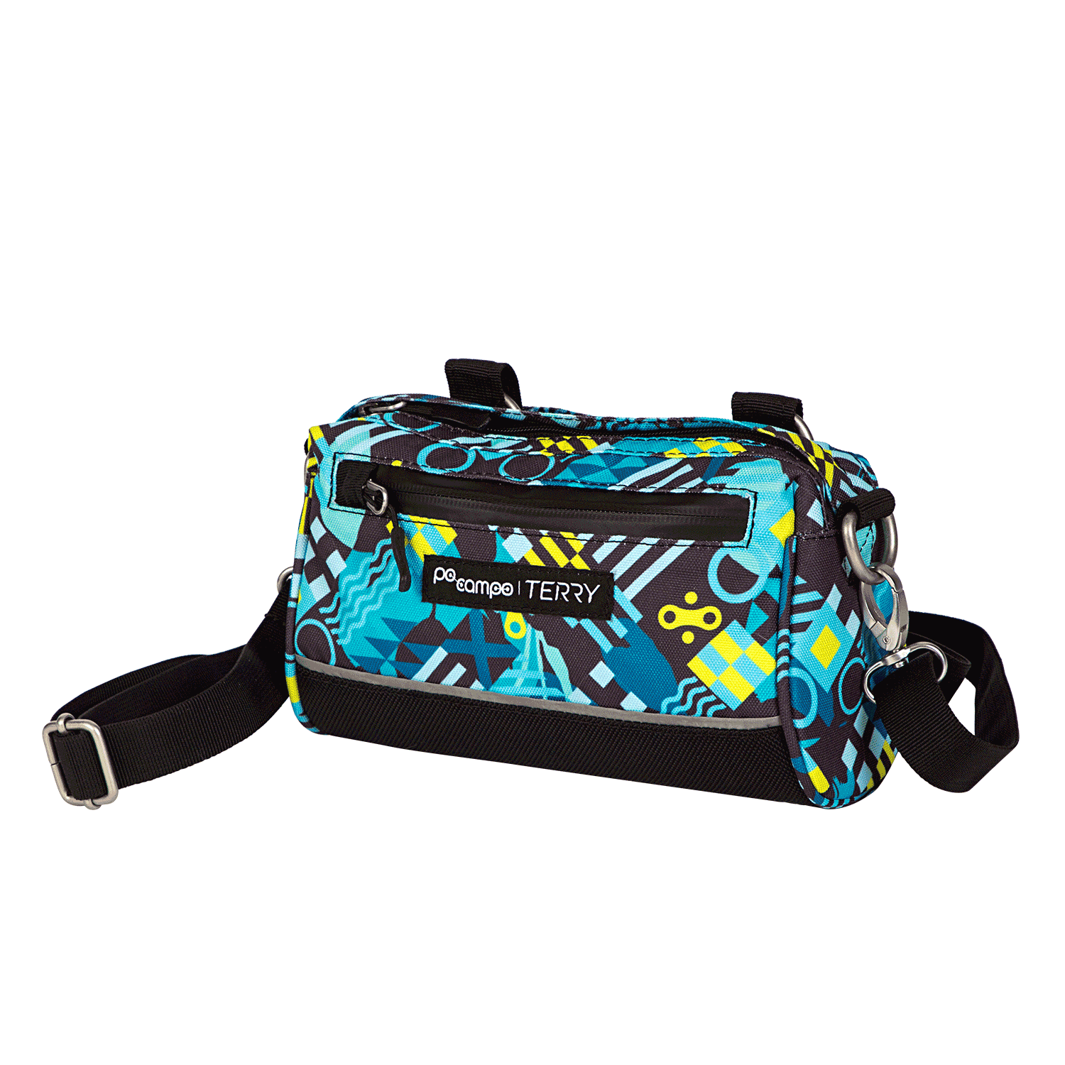 Kinga Handlebar Bag in Blocks on handlebars | Po Campo color:blocks;
