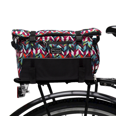 Vernon Bike Trunk Bag on bike | Po Campo color:chevron;
