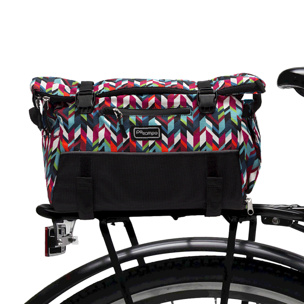 Vernon Bike Trunk Bag on bike | Po Campo color:chevron;