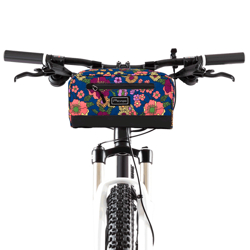 Po Campo Domino Handlebar Bag in Meadow on bike  | color:meadow;